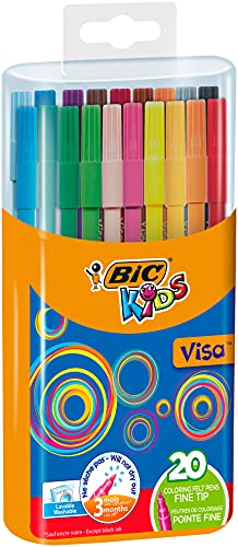 BIC Kids 9225091 Fasermaler Visa, 20 Stück, 20-farbig sortiert von BIC