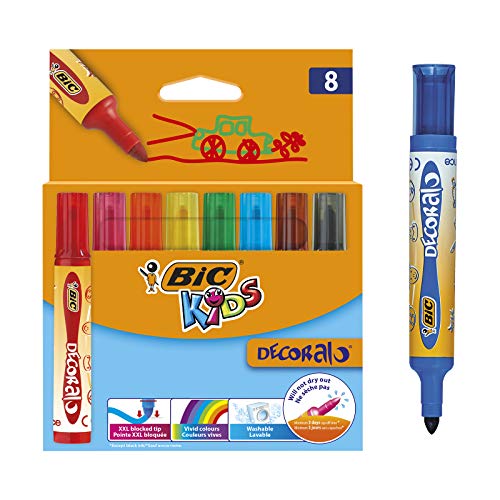 BIC Kids 946442 Fasermaler"DECORALO", 8 Stück 8-farbig sortiert von BIC