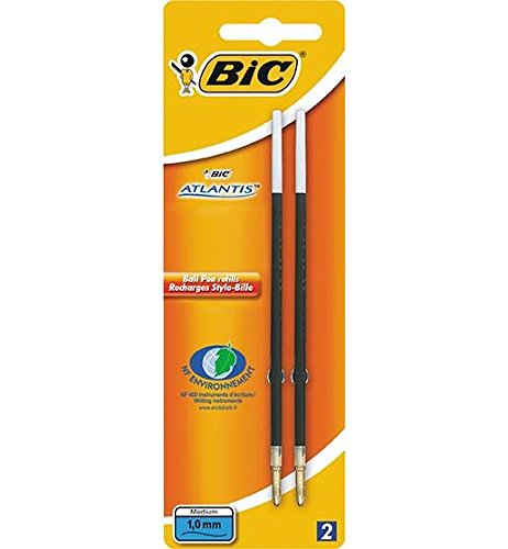 BIC 10 Stück je 2 Nachfüller pte Moy. 1 mm blau für Kugelschreiber Atlantis Classic NF von BIC