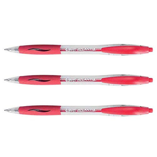 BIC 3 Stück Kugelschreiber, einziehbar, Atlantis Classic, mittlere Spitze, 1 mm, Rot von BIC