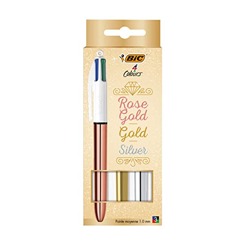 BIC 3er Set Pick Gold und Silver 4 Colours Kugelschreiber von BIC