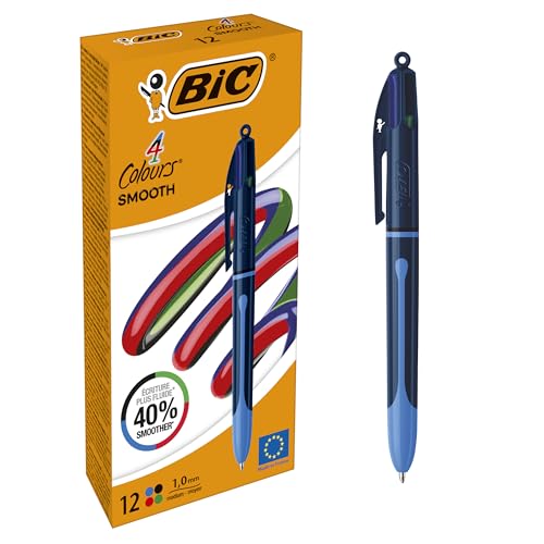 BIC 4 Colours Vierfarb-Kugelschreiber Smooth | 12er Box von BIC