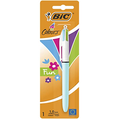 BIC 4 Farben Kugelschreiber 4 Colours Fun, 1er Pack, Ideal für das Büro, das Home Office oder die Schule von BIC