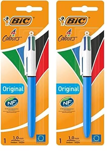 BIC 4 Farben Kugelschreiber 4 Colours Original, 2er Pack, Ideal für das Büro, das Home Office oder die Schule von BIC