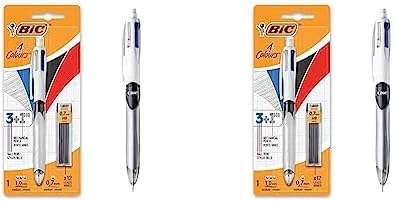 BIC 4 Farben Kugelschreiber Set 4 Colours 3+1HB, mit Bleistift, 2er Pack, inkl. 12 Bleistiftminen, Ideal für das Büro, das Home Office oder die Schule von BIC