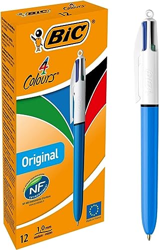 BIC 4 Farben Kugelschreiber Set 4 Colours Original, 12er Pack, Ideal für das Büro, das Home Office oder die Schule von BIC