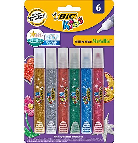 BIC 5 Blister à 6 Tuben Malkleber KIDS Glitter Glue Metallic von BIC