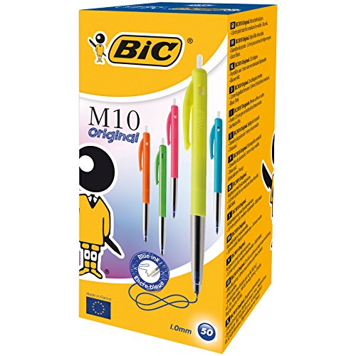 BIC 893582 M10 Original Ultracolors Kugelschreiber, einziehbar, Blau, 50 Stück (1er Pack) von BIC