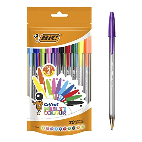 BIC 942049 Kugelschreiber Cristal (1.6 mm) farbig sortiert, Beutel 20 Stück von BIC