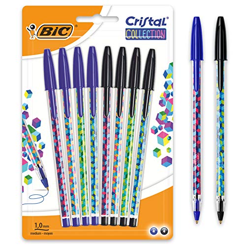 BIC 964809 Cristal Collection Kugelschreiber mit mittlerer Spitze - Blau und Schwarz, 8er Pack von BIC