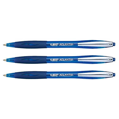 BIC Atlantis Premium 1.0 Druckkugelschreiber, Blau, 3 Stück von BIC