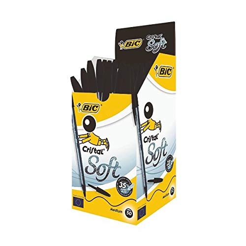 BIC Black Cristal Soft Kugelschreiber, mittelgroß, 50 Stück von BIC