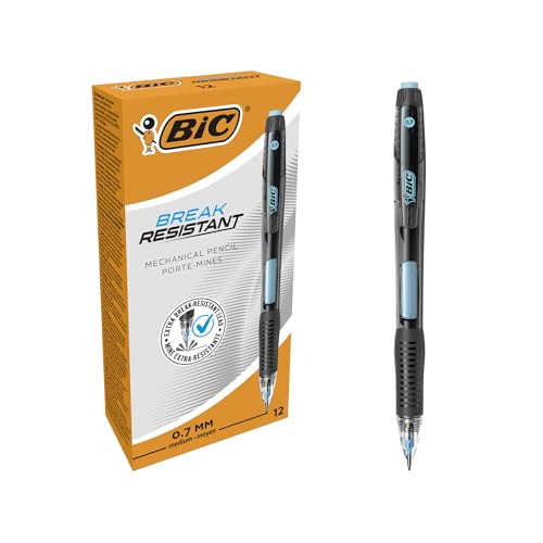 BIC Break Resistant Druckbleistifte mit Twist-Up Radiergummi und mit Nanodiamanten durchsetzte Mine – Pack à 12 von BIC