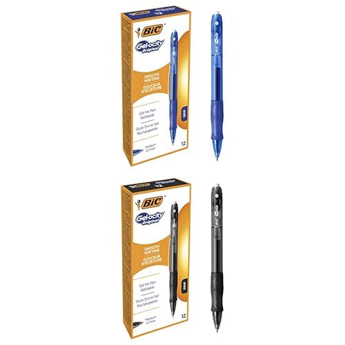 BIC Bundle Gel-ocity Original Tintenroller, Gelstifte in Blau und Schwarz, Strichstärke Medium, Nachfüllbar, 24er Pack von BIC