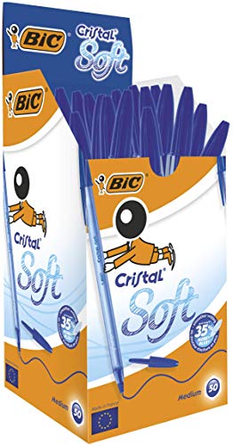 BIC Cristal Soft Kugelschreiber, ohne Druckmechanik, 50 Stück, Blau von BIC