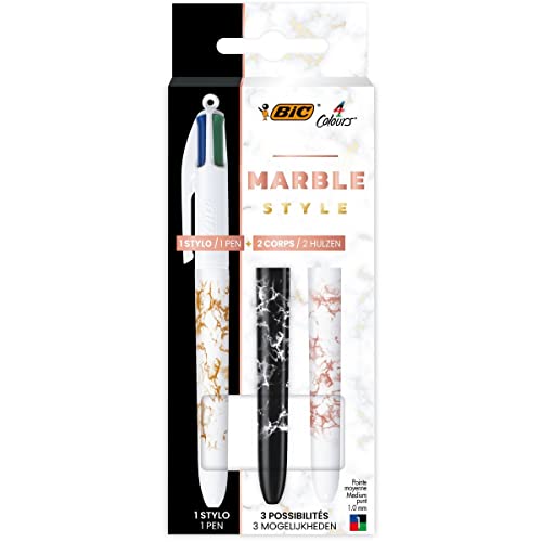 BIC Customize Me Marmor Kugelschreiber, 4 Farben, mittlere Spitze, 1 + 2 Körper von BIC