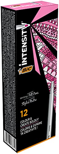 BIC Intensity Fineliner, Filzstifte Set mit 12 Stiften in Rosa, mit mittlerer Spitze, Ideal für das Büro, das Home Office oder die Schule von BIC