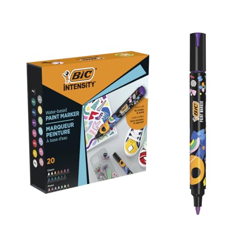 BIC Intensity Paint Marker mit mittlerer Spitze für mehrere Oberflächen, ungiftig, klassische und Pastellfarben, 20 Stück von BIC