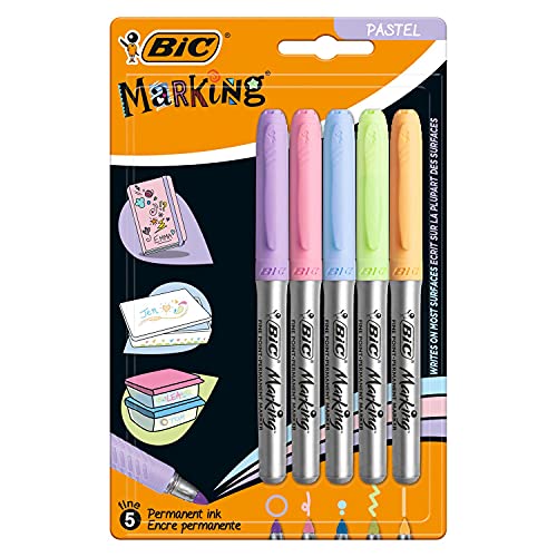 BIC Intensity Pastell Marker, in 5 verschiedenen Pastellfarben, mit mittlerer Rundspitze, schnelltrocknend und geruchsarm von BIC