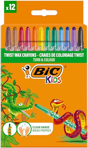 BIC Kids Turn & Colour Wachsmalstifte - mehrfarbig, 12er Pack von BIC