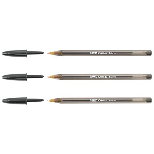 BIC Kristall-Kugelschreiber, groß, 1,6 mm, Schwarz, 3 Stück von BIC