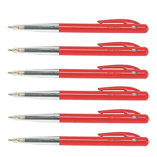 BIC Kugelschreiber, einziehbar, M10, mittlere Spitze, Rot, 6 Stück von BIC