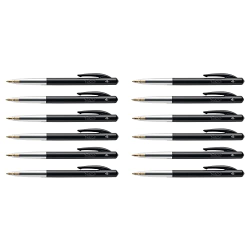 BIC Kugelschreiber, einziehbar, M10 Clic, mittlere Spitze, 1 mm, Schwarz, 12 Stück von BIC