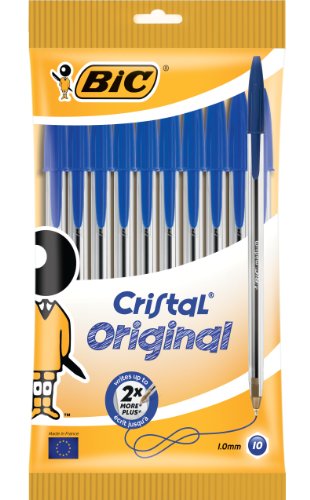 BIC Kugelschreiber Set Cristal Original, in Blau, Strichstärke 1 mm, 10er Pack, Ideal für das Büro, das Home Office oder die Schule von BIC