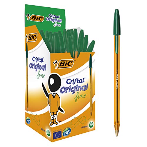 BIC 872729 Kugelschreiber Cristal Original fine (mit Kappe, 0.3 mm) Schachtel à 50 Stück, grün von BIC