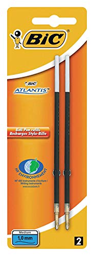 BIC Kugelschreiber Mine, Ersatzmine für Atlantis und Soft Feel (dokumentenecht, 0,1 mm) 2 Stück, schwarz von BIC