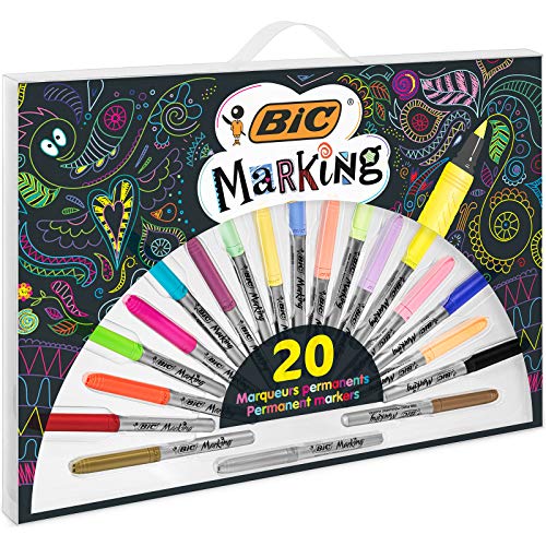 BIC Marking 961594 Permanent Marker (in verschiedenen Farben, inklusive 3 Metallicfarben) 20er-Set von BIC