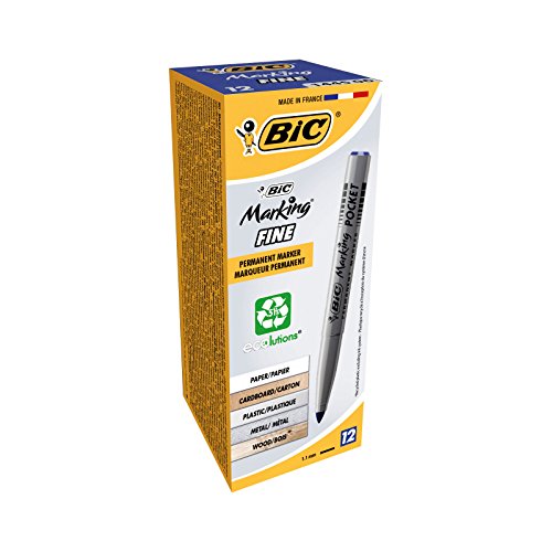 BIC Marking Fine 1445 06 - Permanentmarker, 1,1 mm, Blau, 12er Pack von BIC