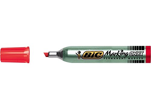 BIC Marking Onyx 1591 MAXI Permanentmarker, abgeschrägte Spitze, 2,7 bis 6,2 mm, Rot, 3 Stück von BIC