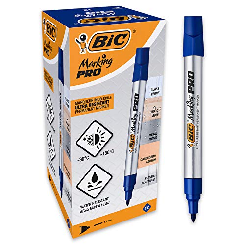 BIC Marking Pro Permanent-Marker mit Rundspitze - Blau, 12er Pack von BIC