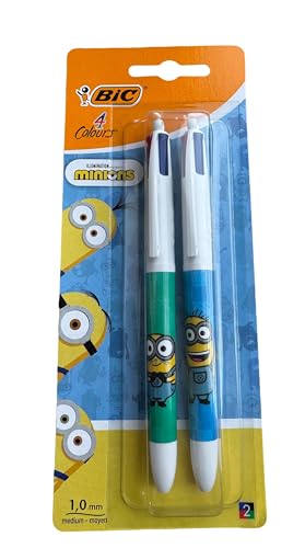 BIC Minions Original-Kugelschreiber, mittlere Spitze (1,0 mm), 4 Farben, 2 Stück von BIC