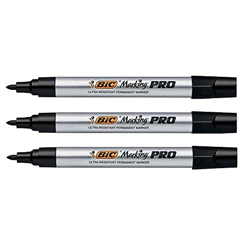 BIC Permanent Marking Pro Marker Extreme Ogive Spitze, Schwarz, 3 Stück von BIC