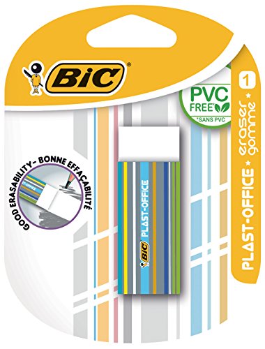 BIC Radierer PLAST-OFFICE aus Kunststoff, 61 x 22 x 11.5 mm, Blister à 1 Stück von BIC