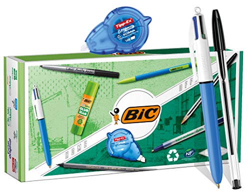 BIC Schreibwaren Set für Büro und Haushalt - nachhaltig: 3 Kugelschreiber, 2 Bleistifte, 1 Kleber, 1 Permanent Marker und 1 Tipp-Ex Korrekturroller, 9 Stück (1er Pack) von BIC