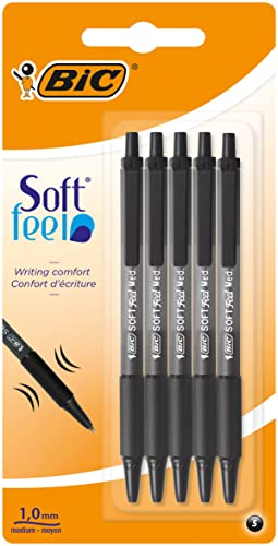 Bic Soft Feel Kugelschreiber, 5 Stück, Farbe schwarz von BIC