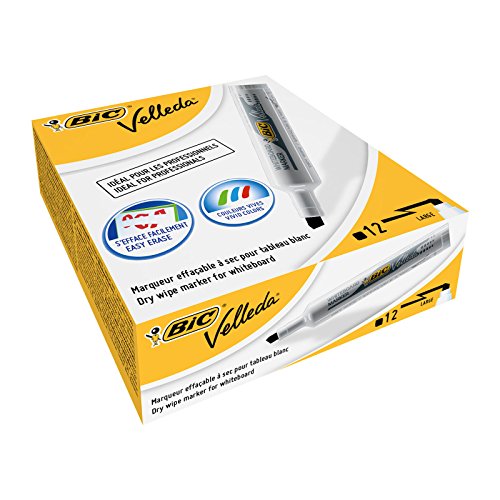 BIC Velleda 1791 Whiteboard-Marker (keilförmige Spitze, 3,5 - 5,5 mm) Packung à 12 Stück schwarz von BIC