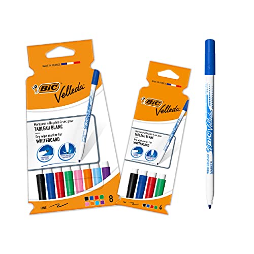 BIC Velleda Bundle-Marker, perfekt für Büro oder Klassenzimmer, mit guter Radierbarkeit, 12 Stück [Amazon Exclusive], schwarz von BIC