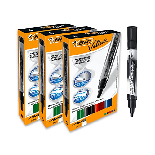 BIC Velleda Whiteboard-Marker, trocken abwischbar, konische Spitze, groß (12 Stück) von BIC