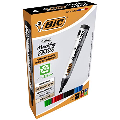 BiC 820922 Whiteboard-Marker Keilspitze Strichbreite 3-5,5 mm 4 Stück sortiert von BIC