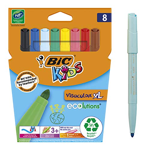 Bic 829006 KIDS Fasermaler Visacolor, 8er Kartonetui von BIC