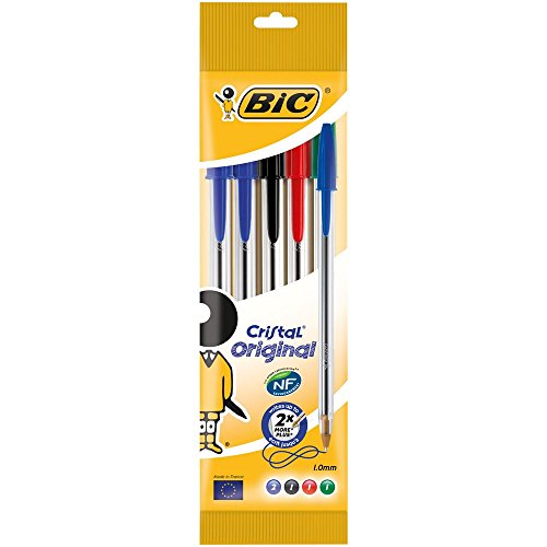 Bic Cristal Kugelschreiber-Set, Medium, 5 Stück, mehrfarbig von BIC