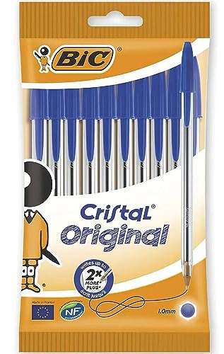 Bic Cristal Original Kugelschreiber, wischfrei mit mittlerer Spitze, ideal für Büro und Schule, 8 Stück (Cristal Original blaue Tinte (1,0 mm)) von BIC