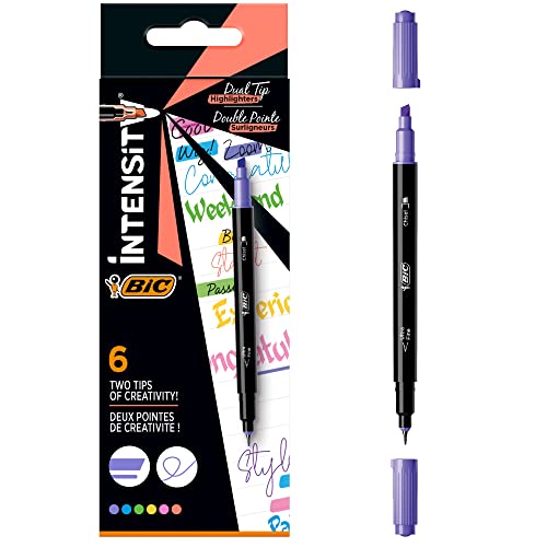 Bic Intensity Dual Tip Marker 6 Stück(e) Meißelfeine Spitze, Blau, Grün, Pfirsich, Pink, Violett, Gelb von BIC