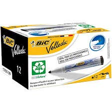 Bic Velleda 1701 Whiteboard-Marker, Rundspitze, 1,5 mm Linie, Schwarz, 12 Stück von BIC