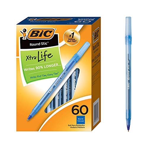 Großhandel von Fall von 25 – Bic Round Stic Kugelschreiber pens-round Stic Kugelschreiber, Med. PT., 60/BX, Schreibfarbe blau von BIC