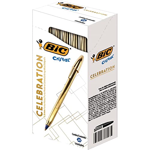 Kugelschreiber BIC Celebration Crystal Gold Body Blau Box 25 Stück von BIC